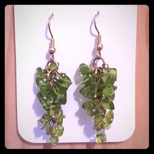 Green and Gold Cluster Earrings