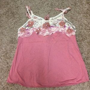 Rebecca Taylor pink lace floral tank p
