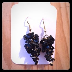 Black Cluster Drop Earrings