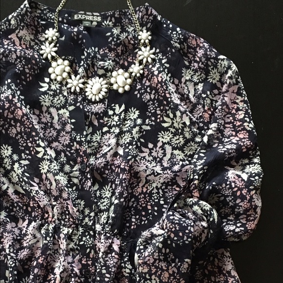 Express Floral Sheer Blouse L