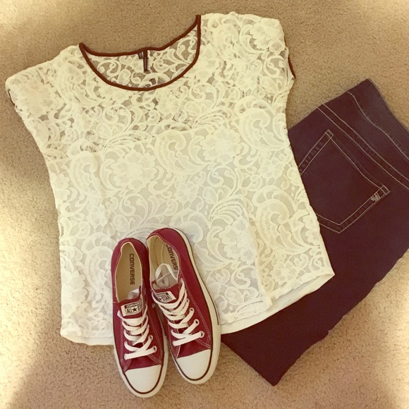 White translucent lacy top