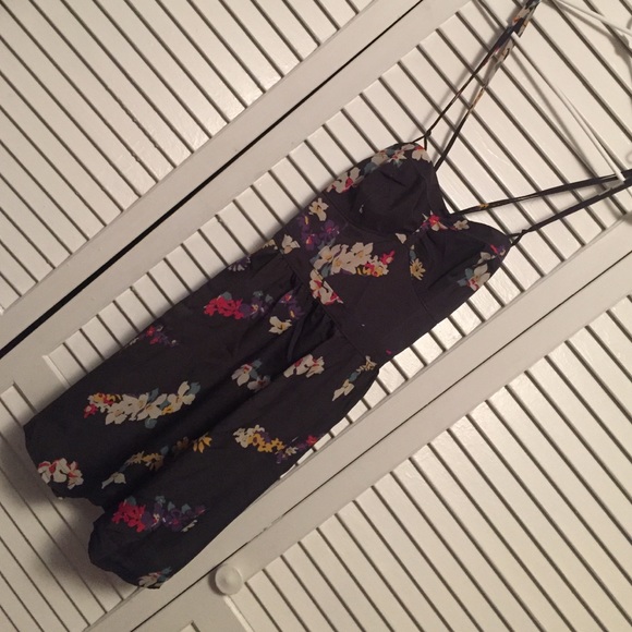 Dark gray, floral dress