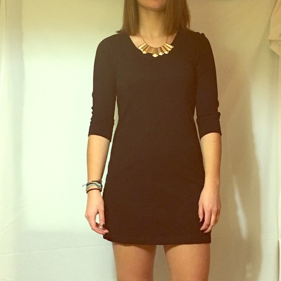 Black cotton mini dress