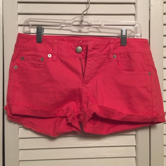 Pink denim shorts