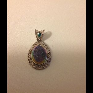 Fancy Sajen Silver Designer Rainbow Druzy Pendant