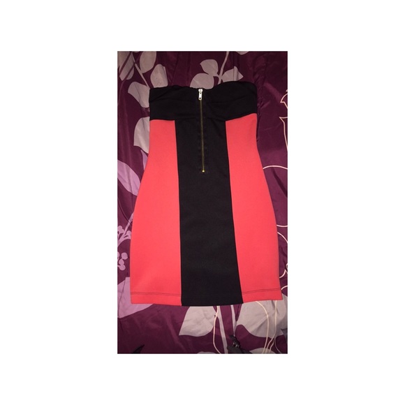 Mini black and hot pink sexy dress