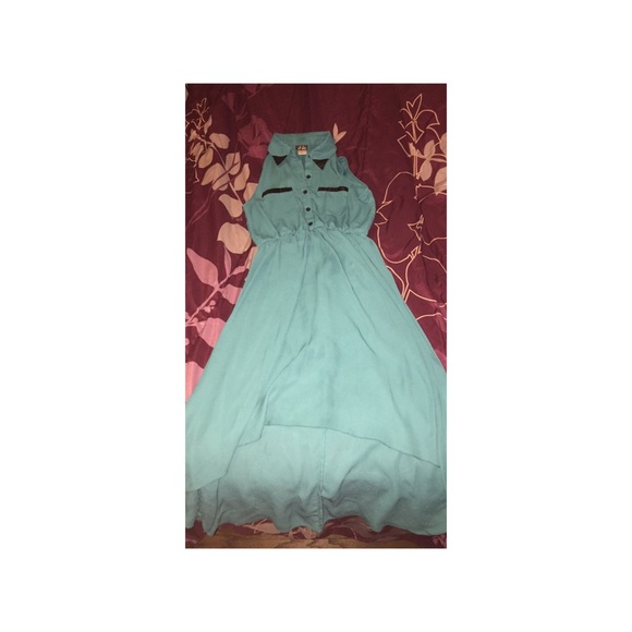 Blue and black high low dress
