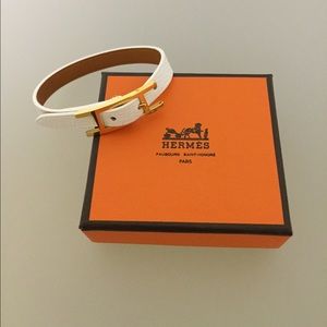 Hermes Hapi bracelet (white with gold hardware)