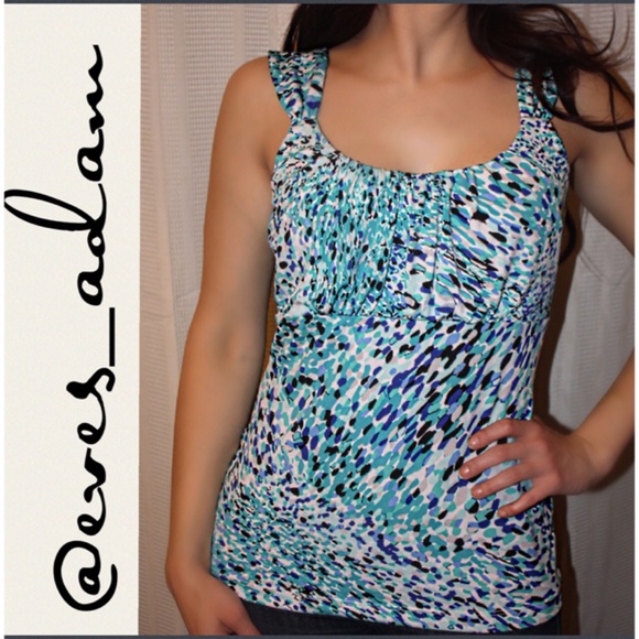 White House Black Market Multi Colored Print Top