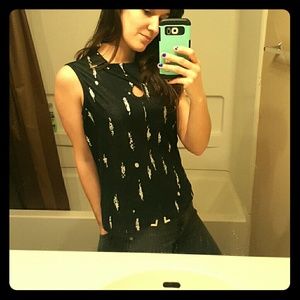 Adorable unique black and silver top