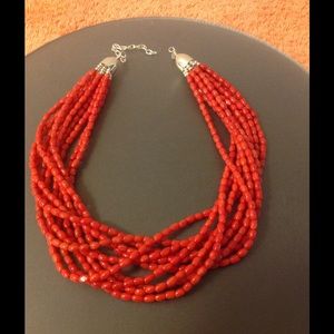 New Jay King Red Coral Multi-strand Necklace