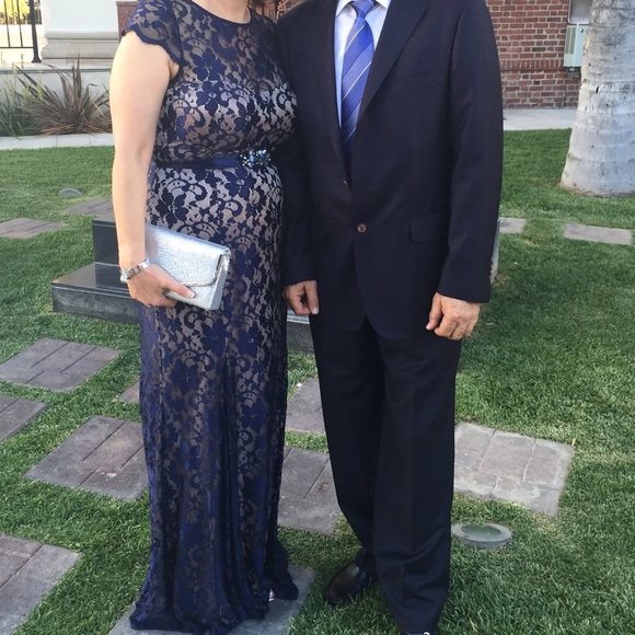 Navy Blue Lace evening dress