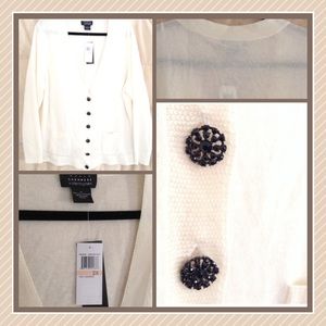 NWT Bloomingdales 100% Cashmere Ivory Cardigan