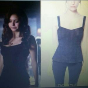 Black Zara peplum tank ASO Katherine Pierce