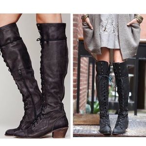 FREE PEOPLE JOE LACE UP THIGH HIGH BOOTS