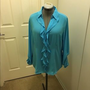 Robin egg blue chiffon blouse