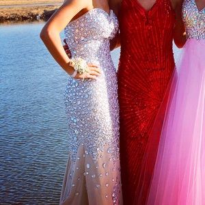 Silver/Nude Prom Dress