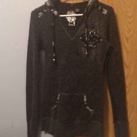 Miss me black hooded long sleeve shirt