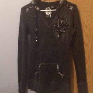 Miss me black hooded long sleeve shirt