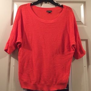 Orange open knit blouse