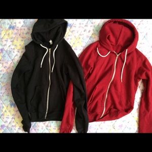 Black and cranberry red aa hoodies