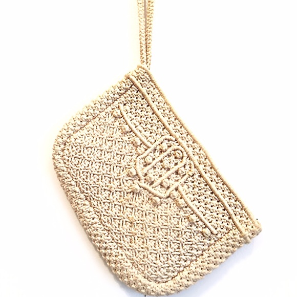 Vintage HAND MADE cotton wristlet clutch!!!