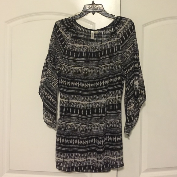 Sheer Long Tunic Top with Bell Sleeve