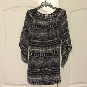 Sheer Long Tunic Top with Bell Sleeve