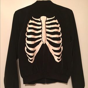 Hot Topic Black Ribcage Bomber Jacket
