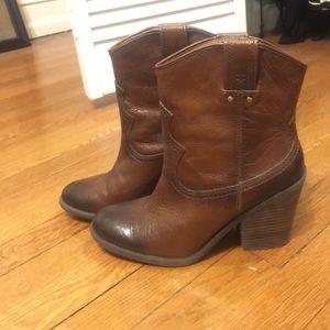 Lucky Brand brown mid calf cowboy booties