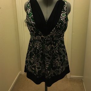 Black and green floral blouse