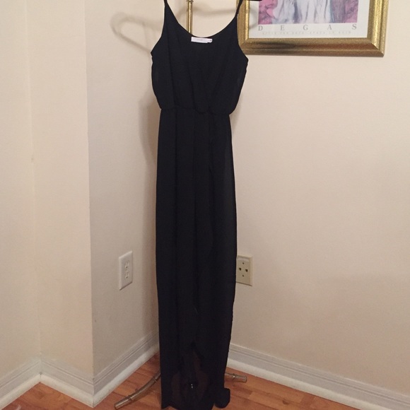 Nordstrom LUSH black chiffon tulip skirt dress