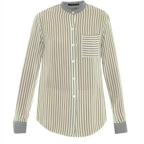 Theory Silk Ziria Stripe Shirt