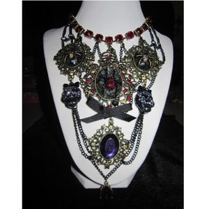 Betsey Johnson dark forest spider draped necklace