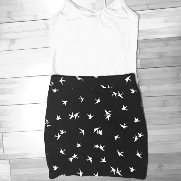 Bird print mini skirt