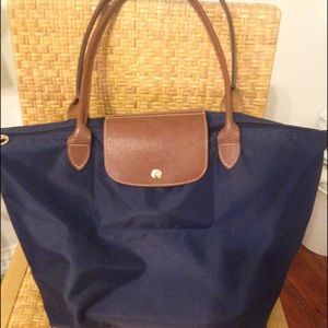 Navy Longchamp Le Pliage (Large Tote)