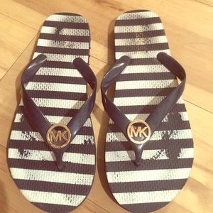 Navy Blue and White Michael Kors Sandals.