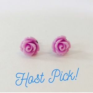 🎉HP🎉 💜Purple rose stud earrings, small