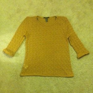 Gold Knit Top - Three Quarter Length Sleeve