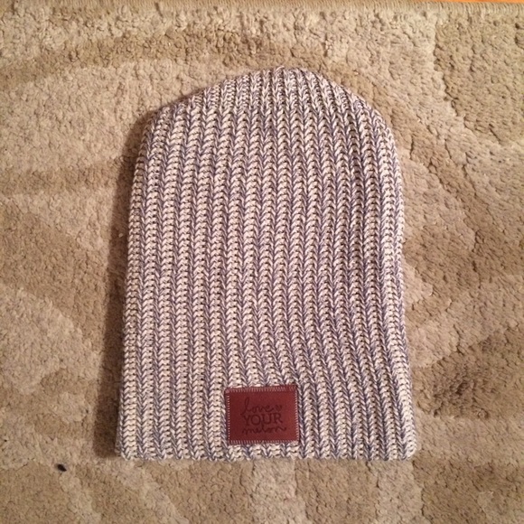 Gray and white love your melon beanie