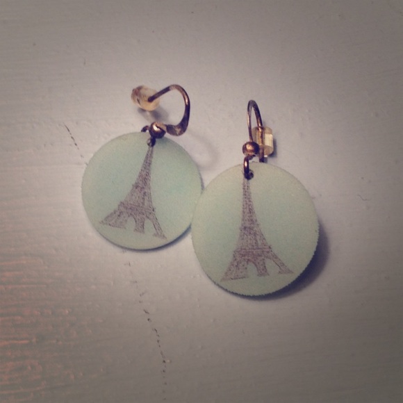 Jewelry - Worn once! Beautiful Lt blue Eiffel Tower earrings