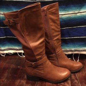 Tan "leather" boots