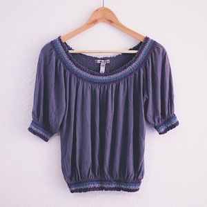 American Rag gray crop top tee with colorful trim