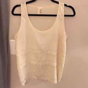 White tank top with lace detail