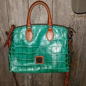 Dooney and Bourke Green and Tan Leather Purse