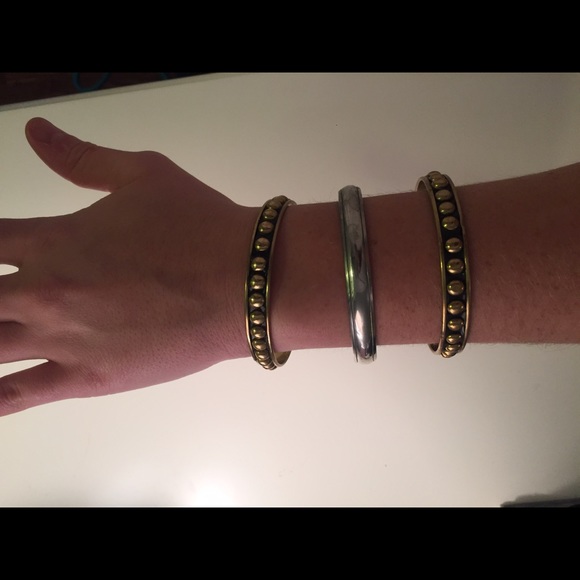 3 piece silver and gold bangle set