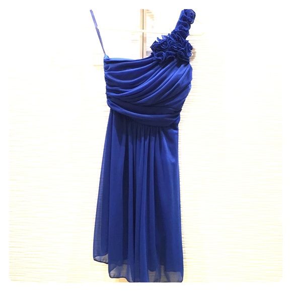 One Shoulder Blue Formal Dress - Picture 1 of 4
