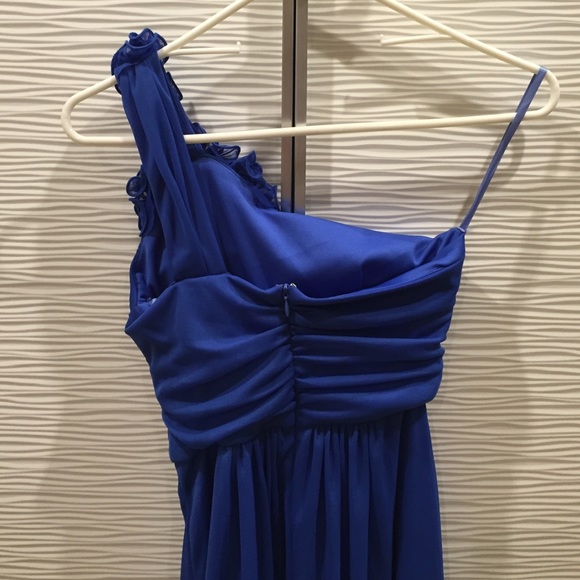 One Shoulder Blue Formal Dress - Picture 2 of 4