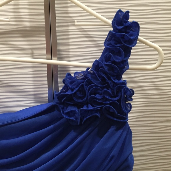 One Shoulder Blue Formal Dress - Picture 3 of 4