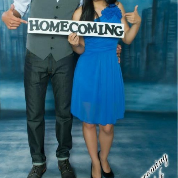 One Shoulder Blue Formal Dress - Picture 4 of 4